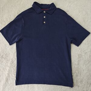 Rainforest Woven Polo Shirt Men's M Blue Lightweight Summer Soft Golf Lounge